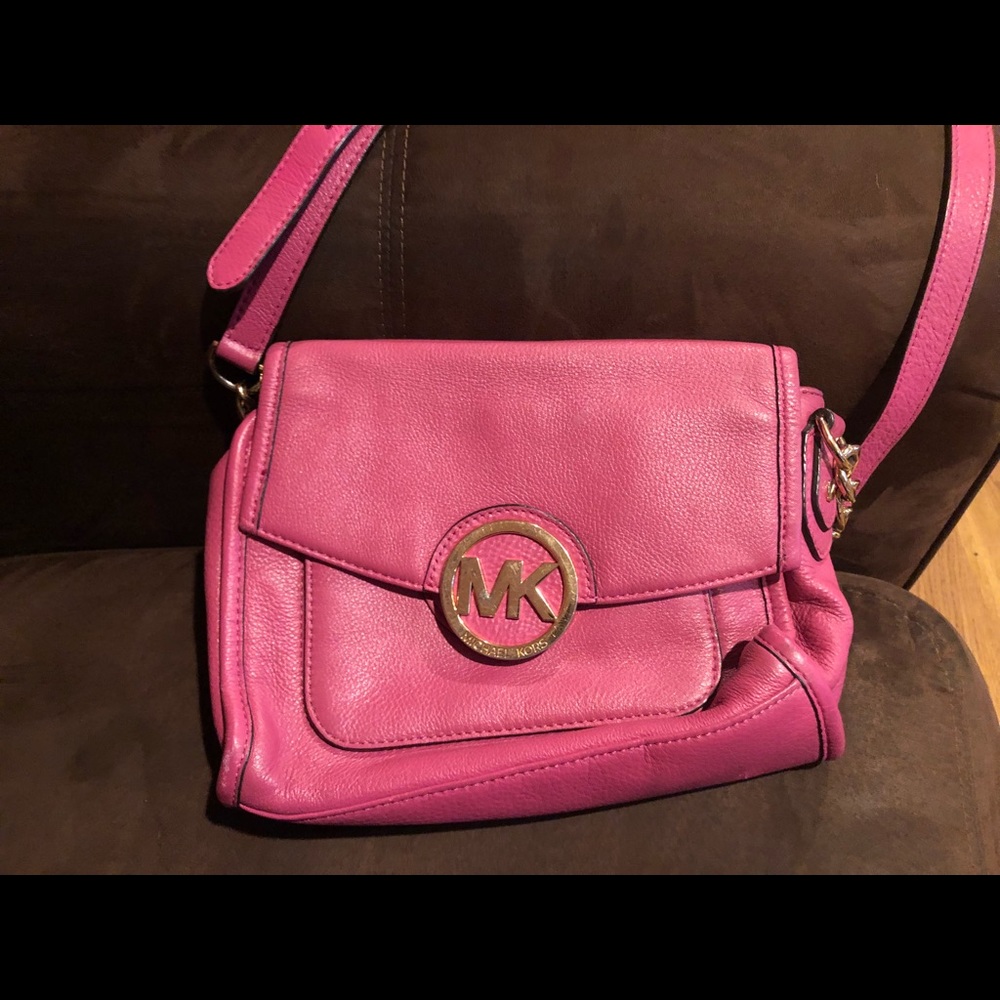 Michael Kors Fulton Leather Small Pink Crossbody